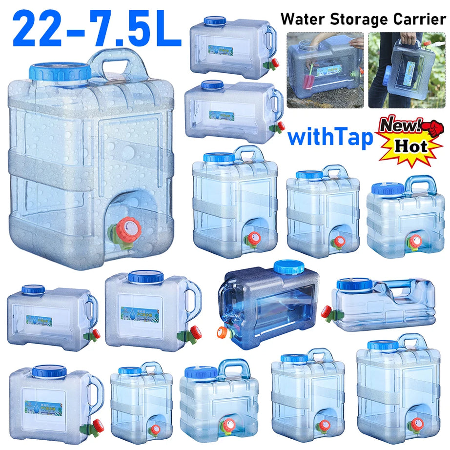 18/20/22L Car Water Buckets Food Grade Water Storage Tanks Driving Pure Car Water Tank Container with Faucet for Outdoor Camping