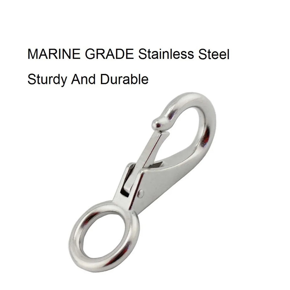 1PCS Heavy Duty Stainless Steel 304 Spring Snap Hook Fixed Eye Clip Carabiner Universal Marine Clip Dock Hardware