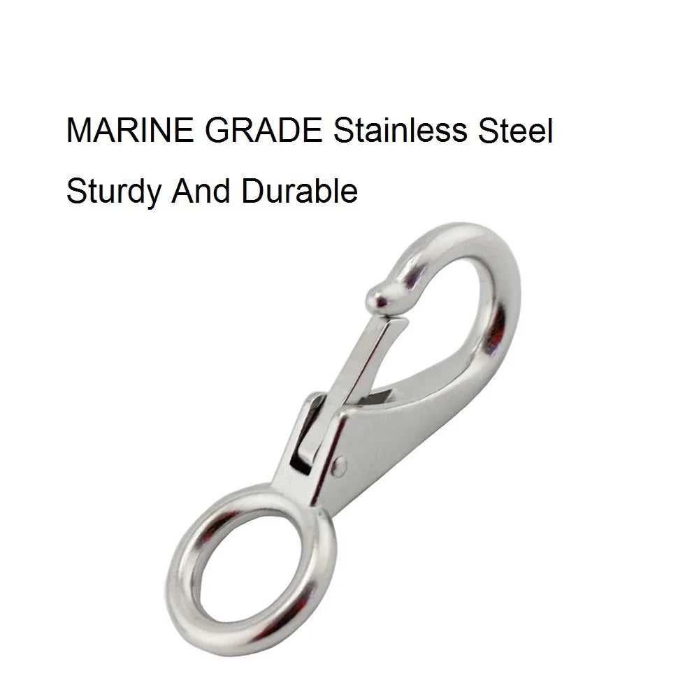 1PCS Heavy Duty Stainless Steel 304 Spring Snap Hook Fixed Eye Clip Carabiner Universal Marine Clip Dock Hardware