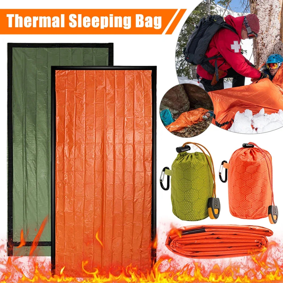 Emergency Sleeping Bag Waterproof Ultra Mylar Thermal Blankets Lightweight Survival Sleeping Bag Keep Warm For Camping Hiking ﻿