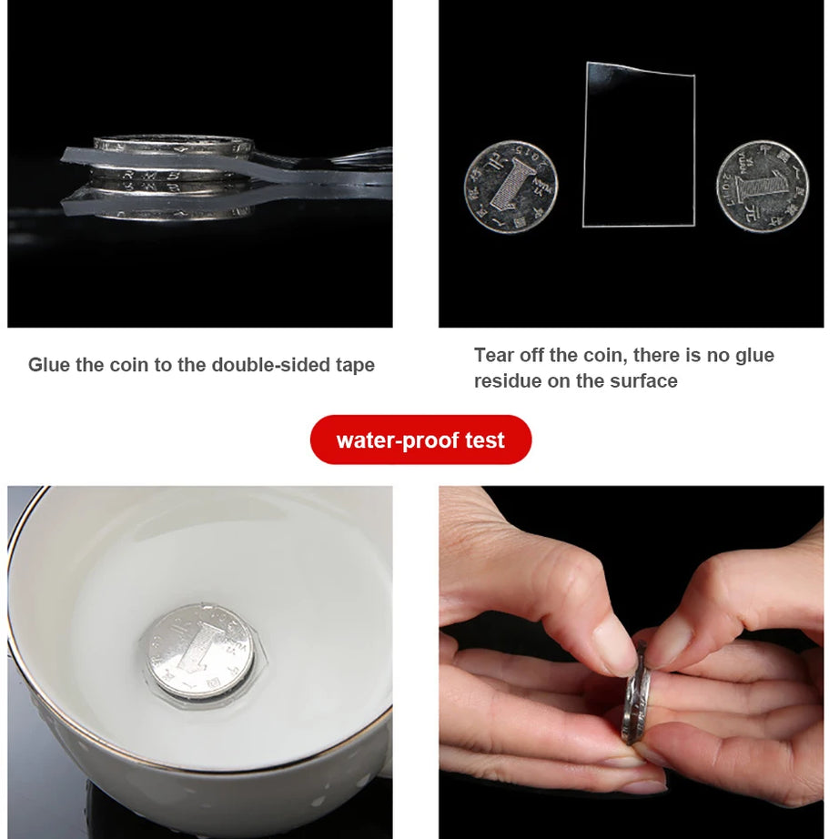 1-10M Nano Double Sided Tape Heavy Duty Transparent Adhesive Strips Strong Sticky Multipurpose Reusable Waterproof Mounting Tape