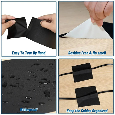 30 Yards Premium Heavy Duty Gaffer Tape Non-Reflective Multipurpose Waterproof Floor Tape For Electrical Cord Black Gaff Tape