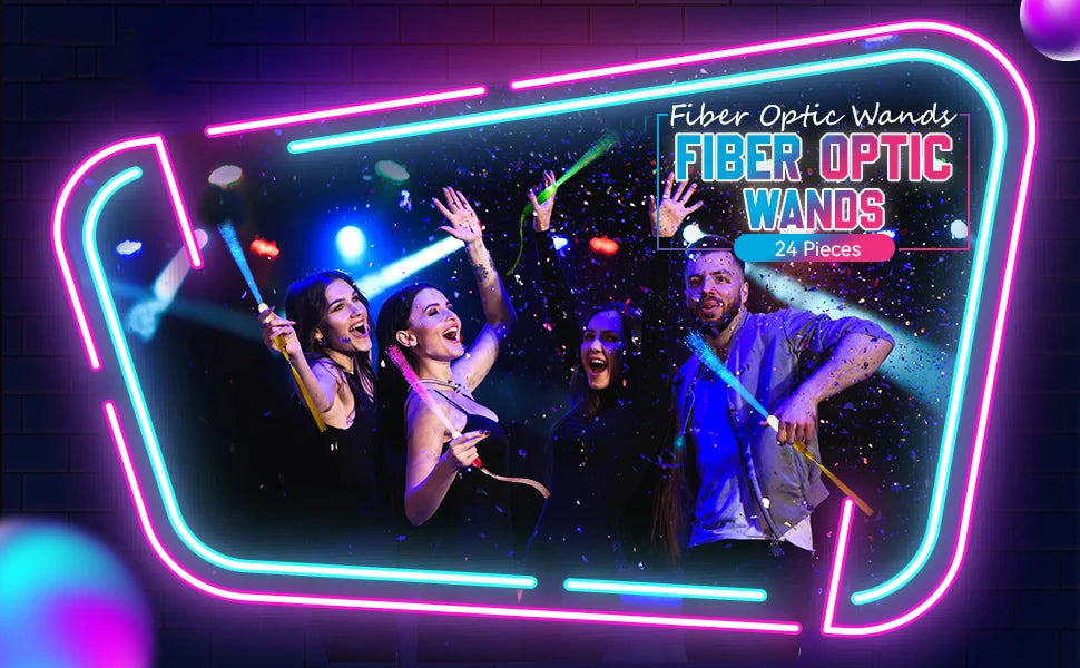 12/24/48Pcs Glow Fiber Wands Sticks LED Flashing Stick Light up Stick Colorful Fiber Optic Wands For Wedding Glow Party Favors