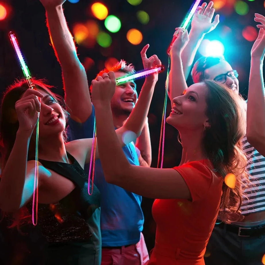 12/24/48Pcs Glow Fiber Wands Sticks LED Flashing Stick Light up Stick Colorful Fiber Optic Wands For Wedding Glow Party Favors