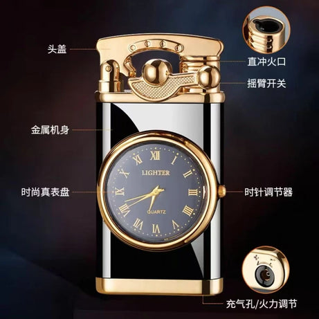 Powerful Rocker Metal Unusual Gas Lighter Jet Butane Torch Windproof Cigar Men Cool Play Gadget