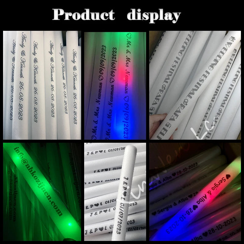 60Pcs Green LED Glow Bulk Colorful LED Glow Sticks Foam Stick Cheer Tube Dark Light Birthday Wedding Party Supplies