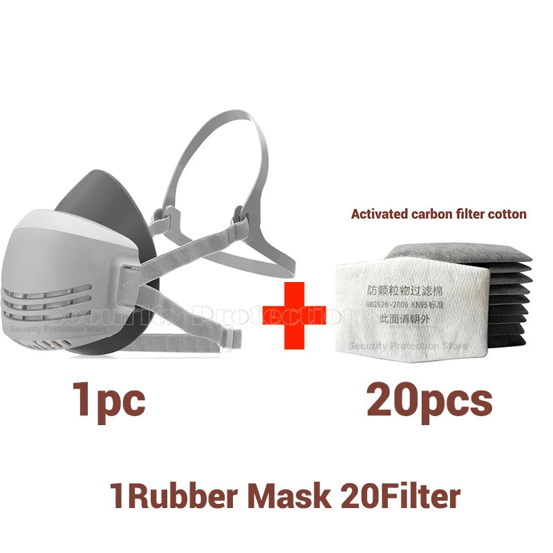 21in1 Dust Mask Carbon Filter Cotton Respirator Half Face Dust-Proof  Anti Industrial Construction Dust Haze Fog Safety Gas Mask