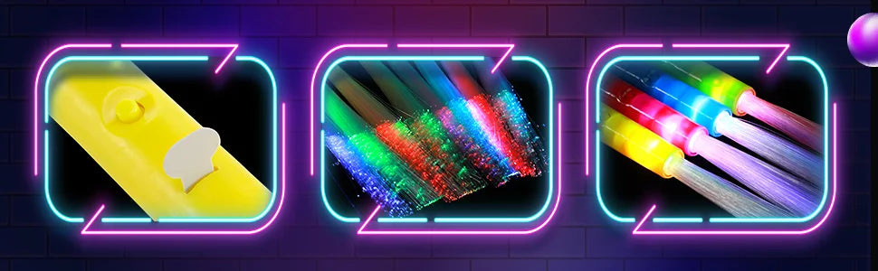 12/24/48Pcs Glow Fiber Wands Sticks LED Flashing Stick Light up Stick Colorful Fiber Optic Wands For Wedding Glow Party Favors