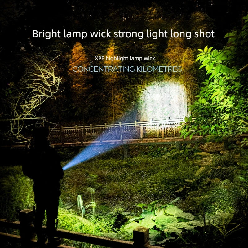 Powerful light Flashlight Rechargeable USB waterproof portable outdoor flashlight 200 meters distant 3W high-light adjustable focus pocket flashlight ABS metal texture