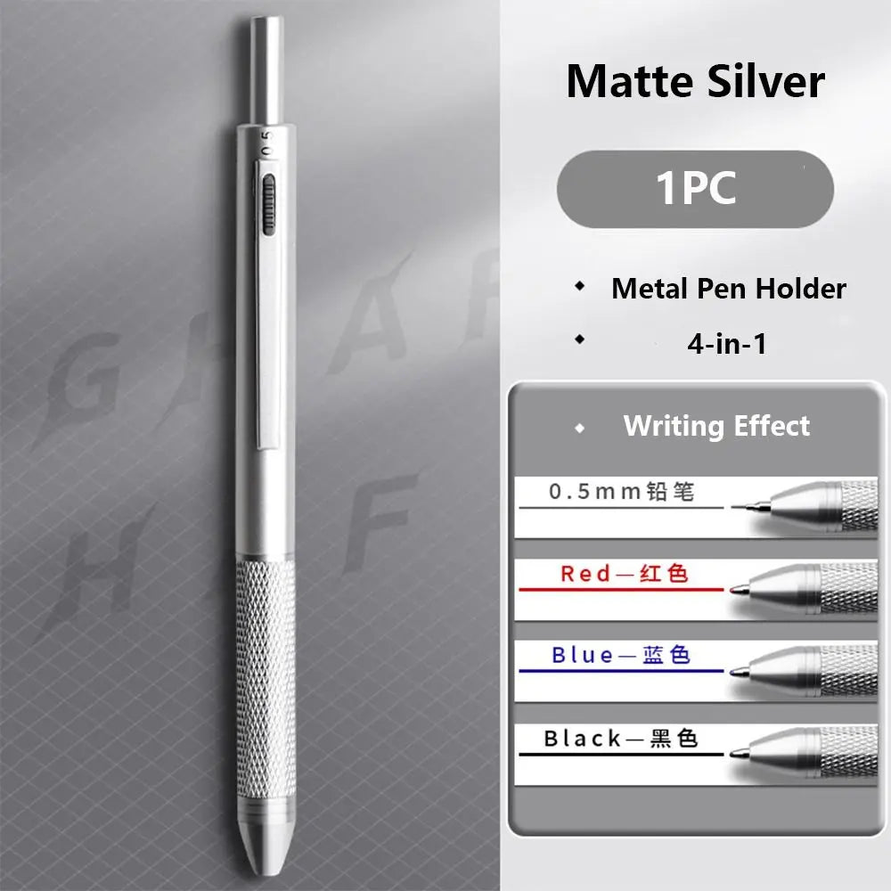 High Quality 3 Colors Ink Gravity Sensing Pen Press Type Metal Multi-Function Pen 4 in 1 Mechanical Pencil School Office