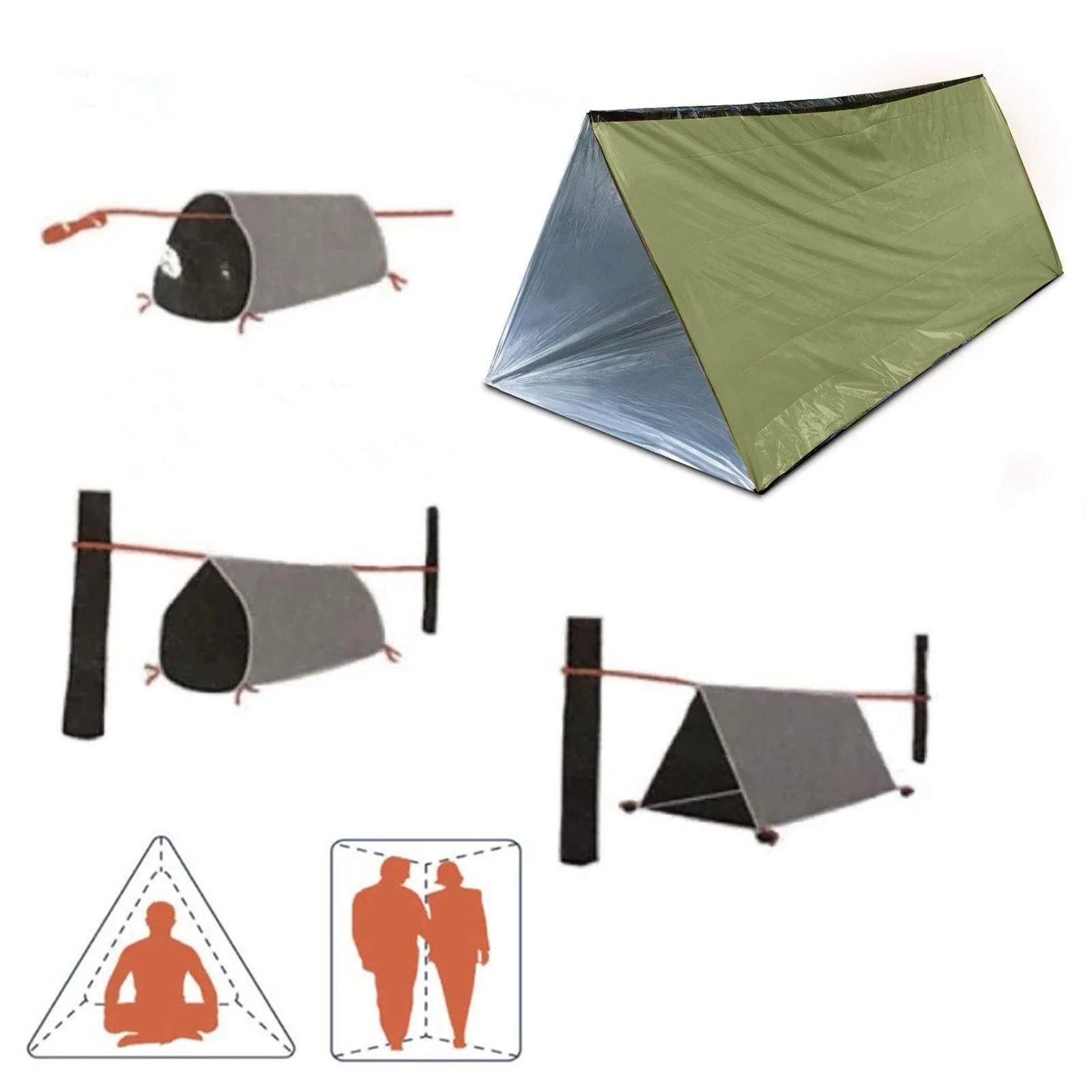 4 pcs outdoor emergency tent+sleeping bag+raincoat+first aid blanket bundle pocket set suitable for outdoor camping and hiking