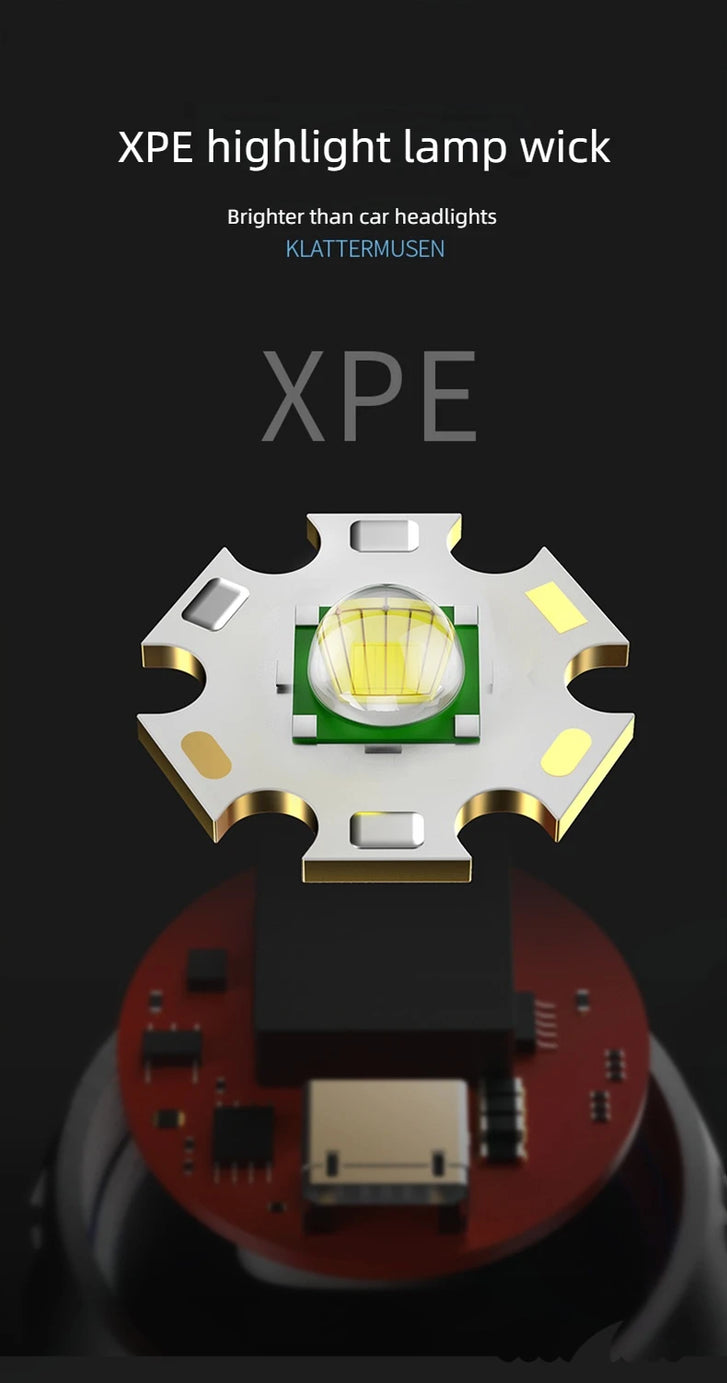 Powerful light Flashlight Rechargeable USB waterproof portable outdoor flashlight 200 meters distant 3W high-light adjustable focus pocket flashlight ABS metal texture