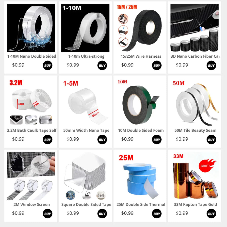 1-10M Nano Double Sided Tape Heavy Duty Transparent Adhesive Strips Strong Sticky Multipurpose Reusable Waterproof Mounting Tape